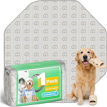 FXW Washable Pee Pads for Dogs, Leak-Proof & Non-Slip, Specifically Designed for FXW Rollick/Homeplus 32/40/45inch 8 Panels Dog Playpen, 34" Octagon, Khaki, 1 Pack
