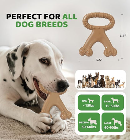 IPTPAS Durable Dog Chew Toy for Aggressive Chewers, Indestructible Nylon Bone with Beef Flavor, Dog Toy for Dental Care and Teeth Cleaning, Anxiety Relief for Small, Medium, and Large Dogs (Brown)