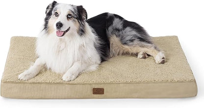 Bedsure XL Dog Bed for Crate - Large Comfy Flat Pet Beds with Removable Washable Cover, Orthopedic Egg Crate Foam Crate Mat, Suitable for Pet Up to 90 lbs