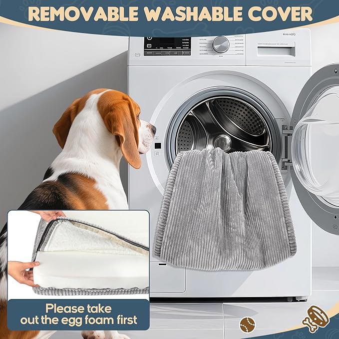 Dog Car Bed, Non-Slip Backseat Extender Pet Mat, Removable Washable Dog Bed for SUVs, Sedans & Trucks, Anti-Slip Travel Bed for Dogs, Easy Clean & Scratch-Proof & Comfort Light Gray（56"x28.7"