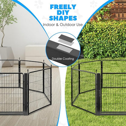 FreePet Dog Playpen for Indoor, Yard, RV Camping, 32 inch 8 Panels for Small and Puppy Dogs, Black│Patented (Black)