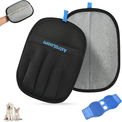 AstraLoom Pet Hair Removal Glove for Cats & Dogs,Reusable Electrostatic Pet Hair Remover Tool for Furniture, Carpet, Clothing, Car Seat (1PCS)