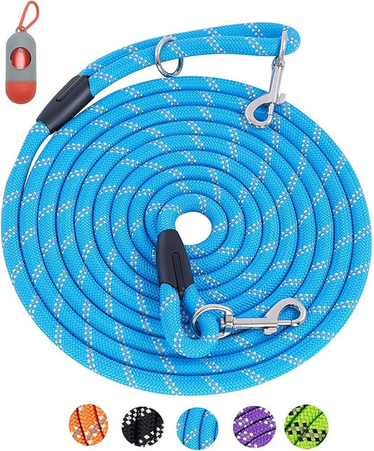 100FT Extra Long Leashes for Dog Training, Reflective Threads Check Cord Recall Training Agility Lead for Large Medium Small Dogs, Dog Tie-Out Cable Great for Playing, Camping, or Backyard