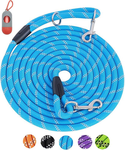 Long Leash for Dog Training 16FT/30FT/50FT/100FT, Reflective Threads Rope Check Cord, Heavy Duty Lead for Large Medium Small Dogs Walking, Playing, Camping, or Yard