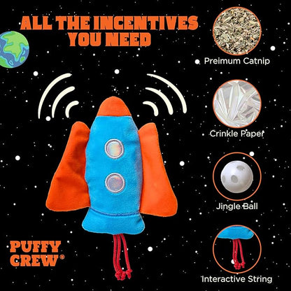 Interactive Catnip Cat Plush Toy, Space Travel Theme, 5‘’, for All Breed Size Cats (Spacecraft)