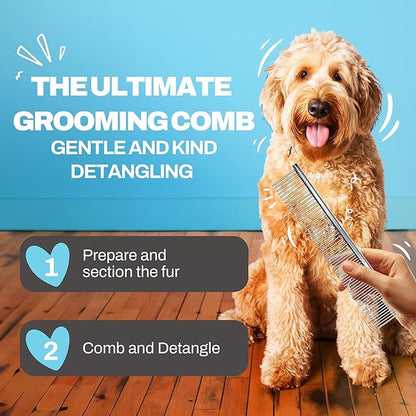 The Doodle Brush Dog Combs for Grooming Matting, Finishing Metal Comb For Dogs, Large Stainless Steel Doodle Dog Grooming Combs, Tackles Mat & Tangles for Poodles, Labradoodle, Cockapoo Pet Comb
