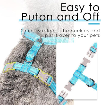ThinkPet Reflective Breathable Soft Air Mesh No Pull Puppy Choke Free Over Head Vest Harness for Puppy Small Medium Dogs and Cats Light Blue Medium
