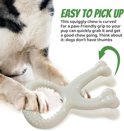 IPTPAS Durable Dog Chew Toy for Aggressive Chewers, Indestructible Nylon Bone Dental Care Teeth Cleaning Chew Toy for Small, Medium and Large Dogs, Keep Them Busy, Irresistible Beef Flavor (White)