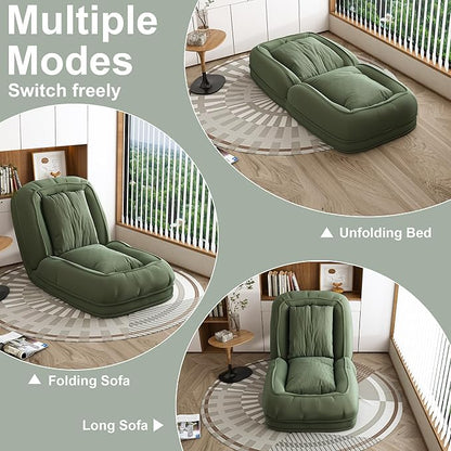 KEIKI Corduroy Human Size Dog Bed, Oversized Foldable Human Dog Bed for Adults and Pets, Adjustable Lounge Sofa Bed with Cushions, Giant Dog Bed for Humans, Green