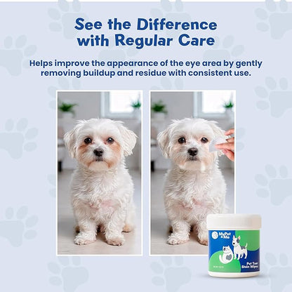 My Pet & Me Dog Eye Wipes & Cat Eye Wipes – 120 Ct | Pet Eye Wipes Tear Stain Remover | Natural Plant-Based, Hypoallergenic & Fragrance-Free Wipes for Dirt, Discharge & Complete Daily Eye Care