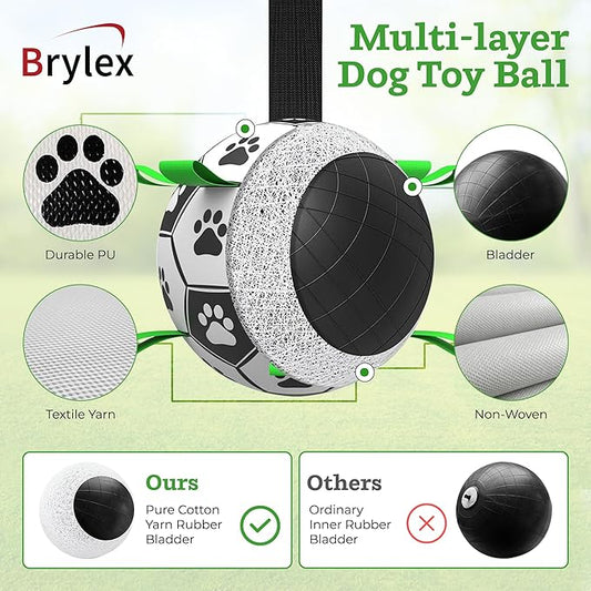 Dog Toys (8 Inch) Large World Cup Soccer Ball with Straps, Iterative Dog Toys for Tug of War, Yard Game, Dog Water Toy, Puppy Birthday Gifts, Durable Indoor & Outdoor Dog Balls for Small & Medium Dogs
