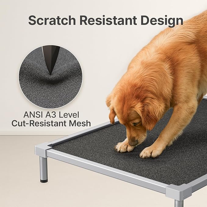 Pronest Elevated Dog Bed Medium Size Dog, Chew Proof Aluminum Alloy Heavy Duty Dog Supplies Cooling Raised Pet Cot Indestructible with Anti-Rust Washable Assembly for Crate Outdoor-40.6"x 28.7" x 7"