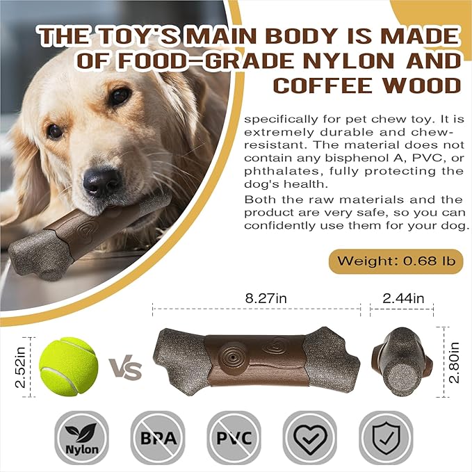 TLKNG Large Size Indestructible Squeaky Dog Chew Toy for Medium/Large Aggressive Chewers Breed Dogs Durable Squeak Bone Teething Crate Toys Indoor/Outdoor