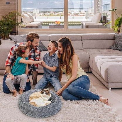 AUPETEK Heated Cat Beds for Indoor Cats Warming Cat Beds Super Soft Machine Washable Thermo Kitty Electric Heating Bed 19 Inches Round
