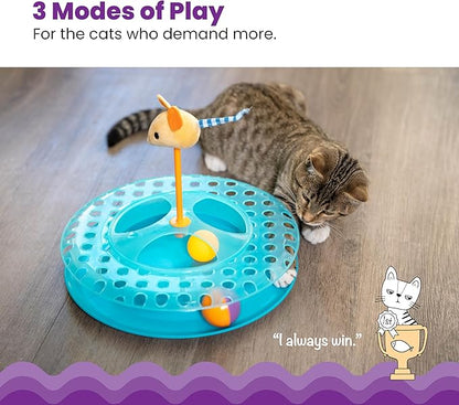 Catstages Cheese Chase Interactive Cat Track Toy with Balls and Catnip Toy, Multicolored