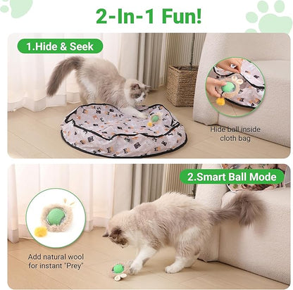 MoofeePaws Interactive Cat Toys for Indoor Cats Fast Rolling Ball, Automatic Motion Activated Ball, Hide and Seek for Indoor Exercise Toys, Real Bird Squeaky for Kitten Exercise Kicker