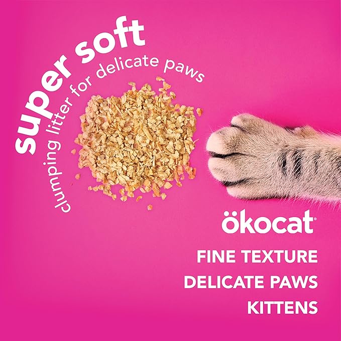 ökocat Super Soft Wood Clumping Cat Litter, Unscented, 15.8 pounds - Natural Ingredients, Stops Odor, Clumps Solid, 99% Dust Free, Great for All Cats, Sensitive Paws, Kittens