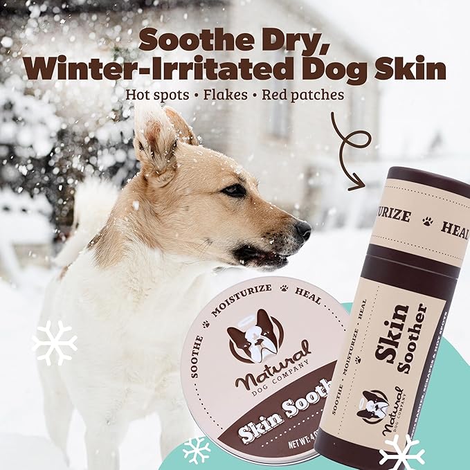 Natural Dog Company Skin Soother Balm for Dogs – Dog Skin Balm for Dry Winter Skin, Seasonal Sensitivity & Environmental Stress, Dog Moisturizer with Coconut Oil, Calendula & Vitamin E, 2 oz Stick
