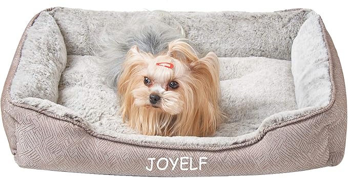 JOYELF Dog Bed Washable Calming Cat Bed Sofa, Cute Fluffy Pet Couch Bed for Puppy, Kitten, Small Dog and Cat - Small Rectangle