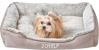 JOYELF Dog Bed Washable Calming Cat Bed Sofa, Cute Fluffy Pet Couch Bed for Puppy, Kitten, Small Dog and Cat - Small Rectangle