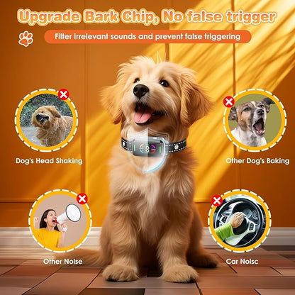 Dog Bark Collar, Bark Collars for Large Medium Small Dogs, Rechargeable Training Collar with 4 Barking Training Modes & 8 Level Sensitivity Adjustable Beep Vibration