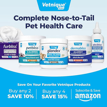 Vetnique Glandex Medicated Dog Butt Wipes or Spray for Dog Scooting - Topical Anti Itch Skin Relief for Soothing Inflamed Anal Glands in Dogs & Cats - Fast Acting Formula (4oz Spray)