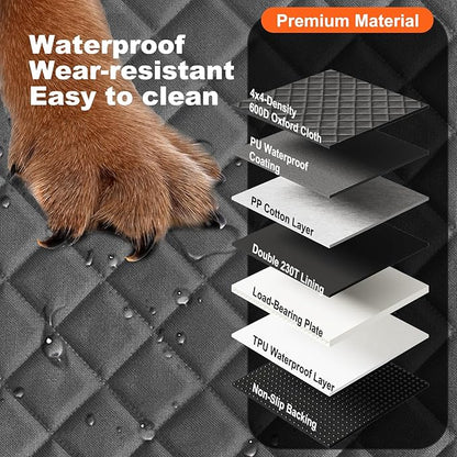 CarChic Back Seat Extender for Dogs, Non-Slip Dog Car Seat Cover for Back Seat with Hard Bottom, Durable Pet Car Backseat Cover, Waterproof Dog Hammock for Car SUV Truck
