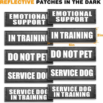 WINSEE Service Dog Vest Harness for Large Dog, Tactical Working MOLLE Vest with 10 Pet Patches, No Pull Heavy Duty Harness for Training Walking