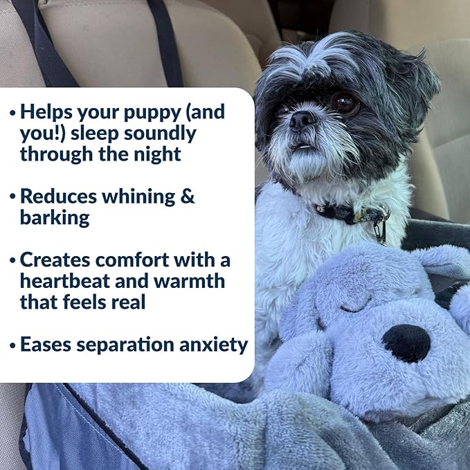Snuggle Puppy Junior Heartbeat Puppy Toy - Heartbeat Puppy for Dogs - Pet Anxiety Relief and Calming Aid - Comfort Dog Toy - Behavioral Training and Sleep Aid Cuddle Buddy - Black