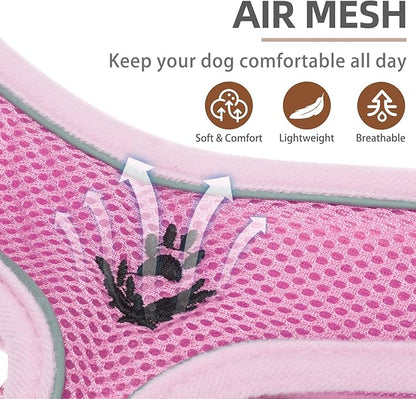 PUPTECK Soft Mesh Dog Harness and Leash Set Pet Puppy Cat Comfort Padded Vest No Pull Harnesses
