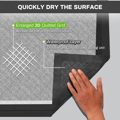 Charcoal Puppy Pads 28x34 Inches Extra Large Dog Pee Pads Odor-Control & Leak-Proof Disposable Pet Training Edge-Wrapping Thicken Potty Pad for Dogs, Cats, Rabbits (100 Pieces)