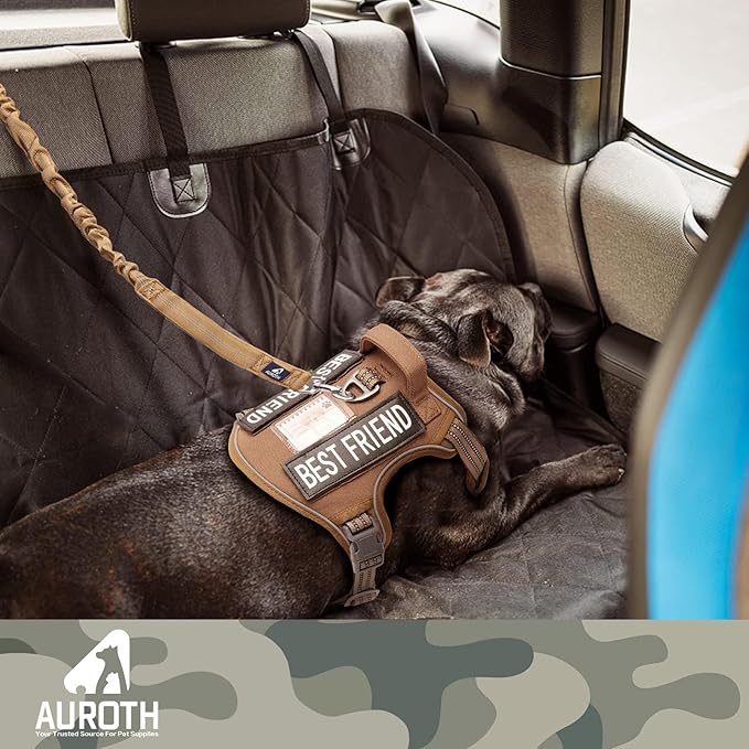 AUROTH Heavy Duty Bungee Dog Leash for Medium Large Breed Dogs, No Pull Leashes for Shock Absorption with Car Seat Belt, 2 Padded Handles 4.5FT 6FT Training Dog Leash