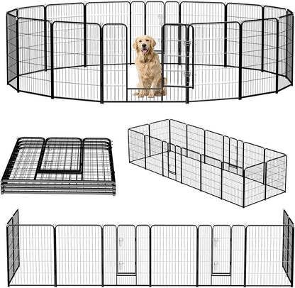 NEWBULIG Dog Playpen 16 Panels 40" Height Foldable Heavy Duty Metal Dog Exercise Playpen Puppy Fence for Indoor Outdoor Yard