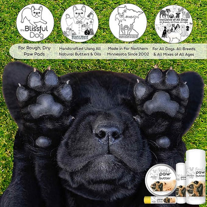 The Blissful Dog Paw Butter, Moisturizer for Dry Paw Pads, Softens and Protects a Rough Paw in Winter, Versatile, Lick-Safe Dog Paw Pad Balm 0.15 oz.