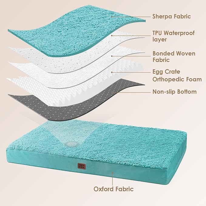 EHEYCIGA Orthopedic Medium Dog Beds for Small Dogs with Removable Washable Cover for Crate, Turquoise Blue, 30x20