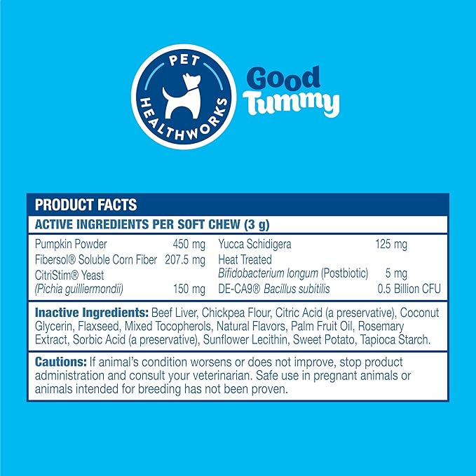 Pet HealthWorks Good Tummy Probiotic Chews for Dogs – Supports Digestive Health, Controls Gas, Promotes Healthy Immune Function – Beef Flavor, 60 Soft Chews