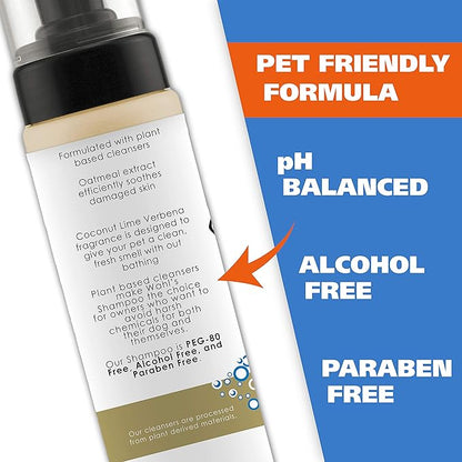 Wahl USA Pet Friendly Waterless No Rinse Shampoo for Animals - Coconut Lime Verbena Scent – Oatmeal Formula Cleans, Conditions, Detangles & Moisturizes Dogs Fur – 7.1 Oz - Model 820015A