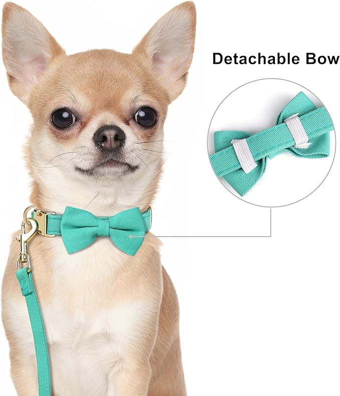 Beirui Adorable Small Dog Harness Collar and Leash Set,Cute XXS Puppy Harness Set with 3 Bows for Tiny Dogs,Chihuahua,Adjustable Step-in Vest for Daily Walking,Parties&Holiday Outfits(Teal,XXS)