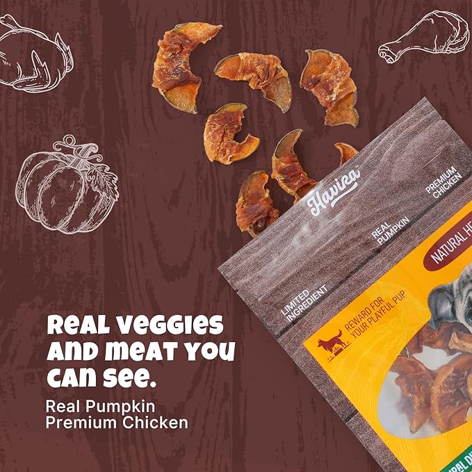 Havira 1.5 LB Value Pack Pumpkin Dog Treats, Healthy Chicken Wrapped Firm Chews Made with Real Veggies, Easy to Digest, Long-Lasting Chew Satisfaction for Dogs