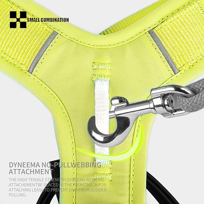 Adjustable Dog Harness with Handle, Padded Comfort,Small, Medium and Large Dogs (Lemon Yellow, XS)