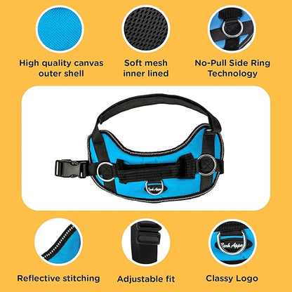 Bark Appeal Blue Hibiscus No-Pull Dog Harness for Extra Small Sized Pets – Adjustable, Reflective Vest with 3 Leash Clips for Added Control, Easy Walks & Training – XS
