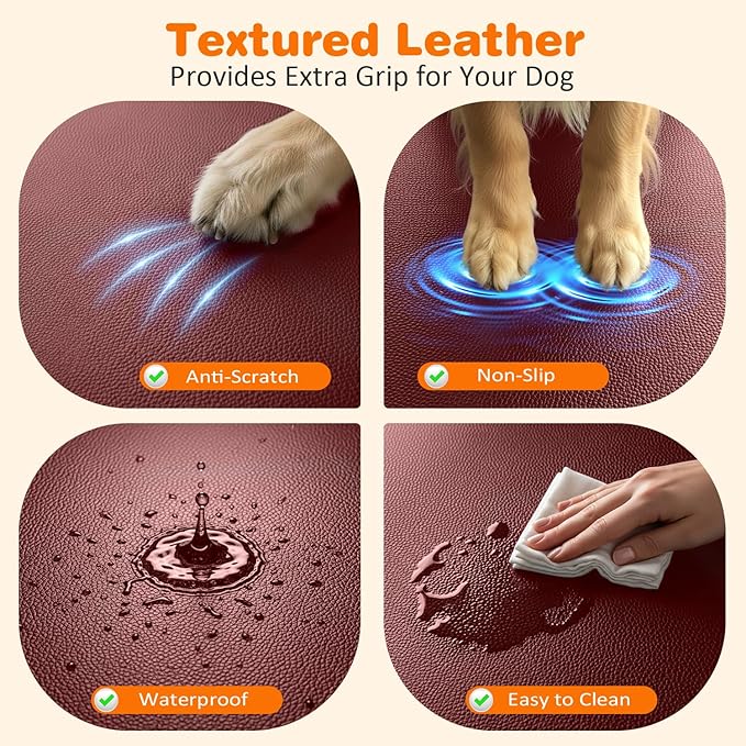URPOWER PU Leather Backseat Extender for Dogs, Hard Bottom Dog Car Seat Cover for Back Seat, Waterproof Dog Car Hammock Anti-Scratch Pet Rear Seat Protector Travel Bed for Car and SUV