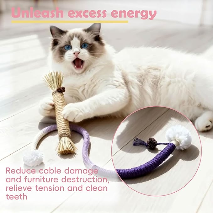 CUUOOT 7-in-1 Kitten Toys for Indoor Cats with Washable Adhesive Suction Cup, Hanging Interactive Cat Toys, Silvervine Stick and Sisal Chew Rope Catnip Teething Toy for Bored Kitten (Pink)