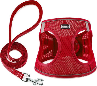 Dog Harness with Leash Set, No Pull Adjustable Reflective Step-in Puppy Pet Vest Harnesses for Small Medium Large Dogs and Cats,Red XXS
