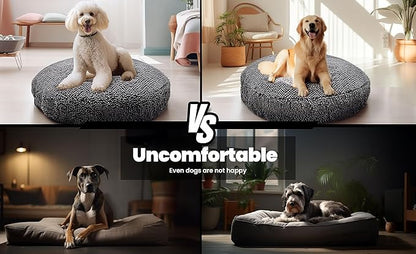 Muddy Mat® Cloud K-9 Bed for Dogs & Cats, Soft & Relaxing Round Dog Bed, Chenille Material, Removable Cover, Washable & Dryer Safe–Grey Large(40'x40')