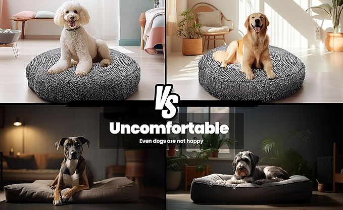 Muddy Mat® Cloud K-9 Dog Beds for Small Dogs & Cats, Soft & Relaxing Round Dog Bed, Chenille Material, Removable Cover, Washable & Dryer Safe – Grey Small(25'x25')
