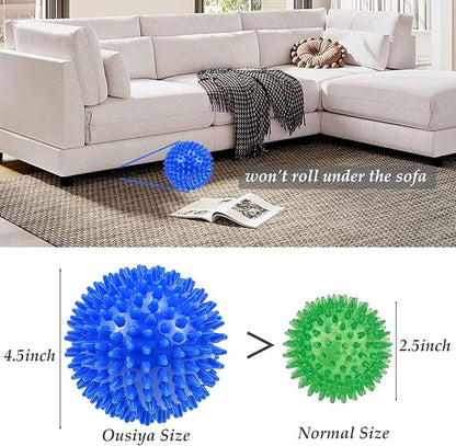 Ousiya Dog Balls 4.5" Squeaky Dogs Ball for Large Spikey Dog Ball for Aggressive Chewers Heavy Duty Teething Medium Durable Dogs Balls (2 Pack)