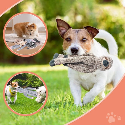 BUYPOW Cattle No Stuffing Dog Toys for Large Dogs, Squeaky Crinkle Interactive Dog Animals, Plush Teething Toys to Keep Them Busy, Cute Funny Dogs Gifts for Small Medium Large Breed