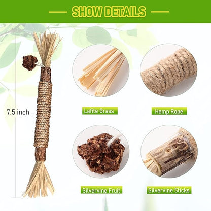GBSYU 5 Pack Silvervine Cat Toy, Silvervines Sticks Cat Toys for Indoor Cats, Cat & Kitten Chew Toys for Aggressive Chewers, Cat Dental Toy for Kitten Teeth Cleaning, Matatabi Silvervine for Cats