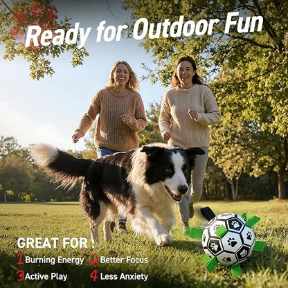 QDAN Dog Toys Dog Balls, World Cup Dog Soccer Ball with Straps, Dog Birthday, Herding Ball, Durable Balls for Small Medium Pet, Puppy Outdoor Toy (6 Inch)